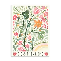 Bless This Home Floral Canvas Art Print