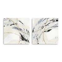 Gold and Cream Abstract Canvas Prints, Set of 2