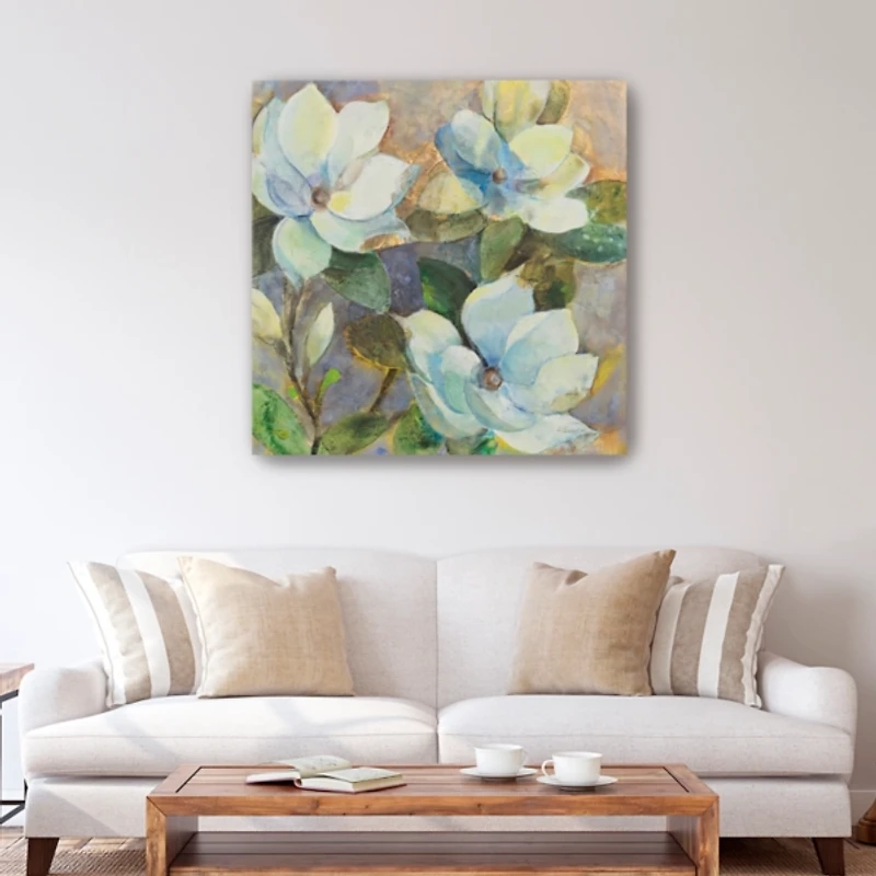 Blue Magnolias Canvas Art Print