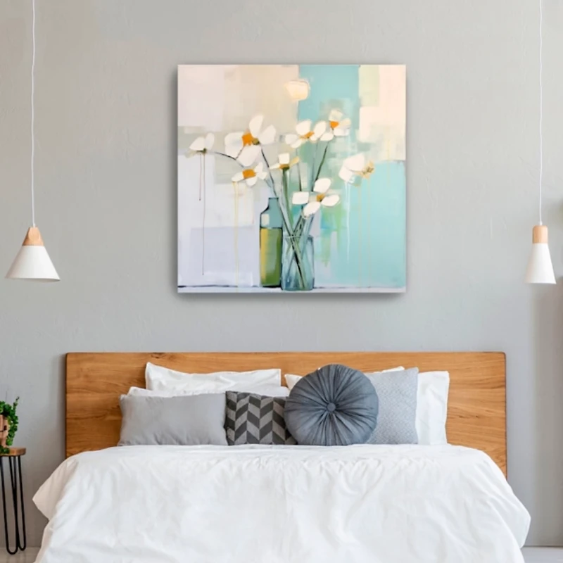 White Flowers on the Window Canvas Art Print