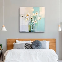 White Flowers on the Window Canvas Art Print