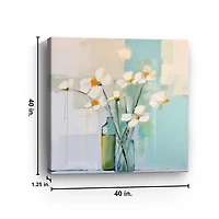 White Flowers on the Window Canvas Art Print