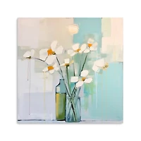 White Flowers on the Window Canvas Art Print