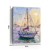 Sunset Boat Canvas Art Print