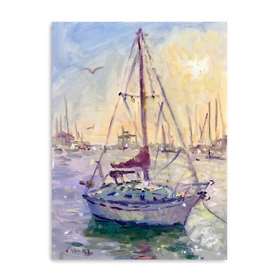 Sunset Boat Canvas Art Print