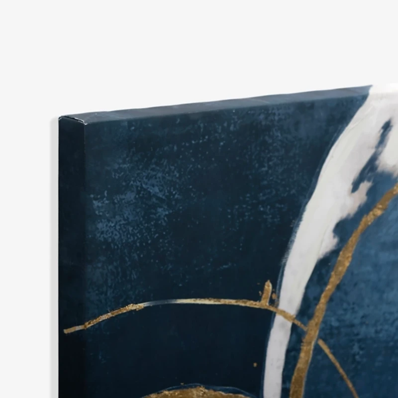 Blue & Gold Loops Abstract Canvas Art Print