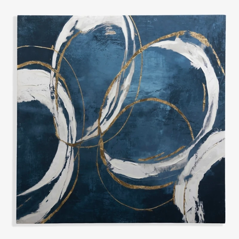 Blue & Gold Loops Abstract Canvas Art Print