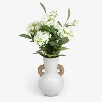 White Geranium Arrangement in Ceramic Vase