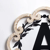 Scalloped Wood & Metal Monogram A Wall Plaque