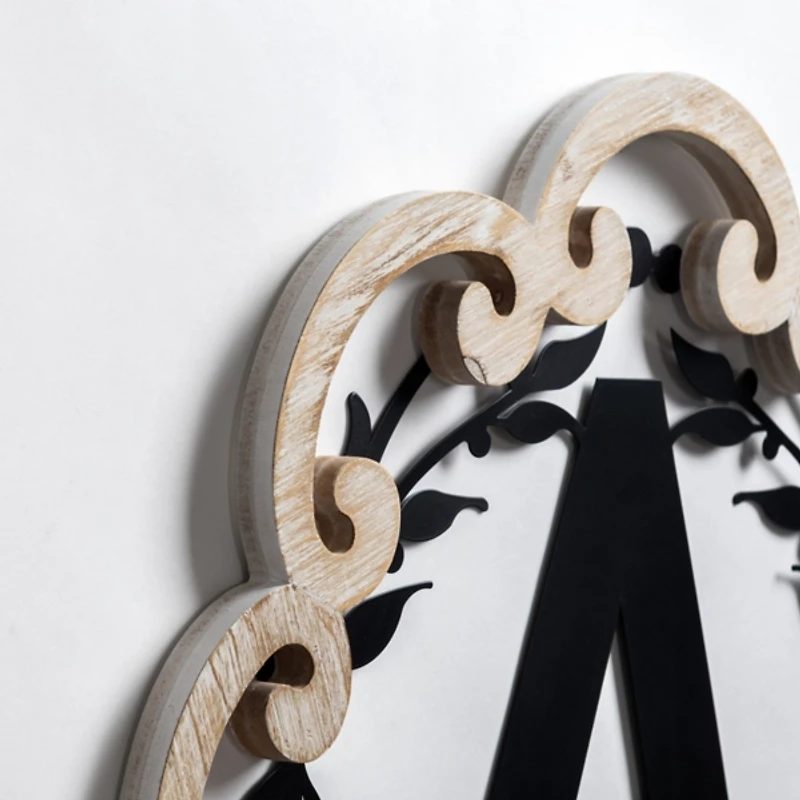 Scalloped Wood & Metal Monogram A Wall Plaque