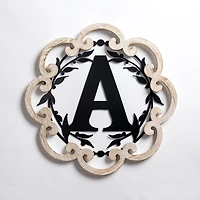Scalloped Wood & Metal Monogram A Wall Plaque