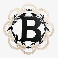 Scalloped Wood & Metal Monogram B Wall Plaque