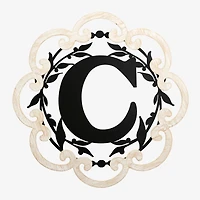 Scalloped Wood & Metal Monogram C Wall Plaque