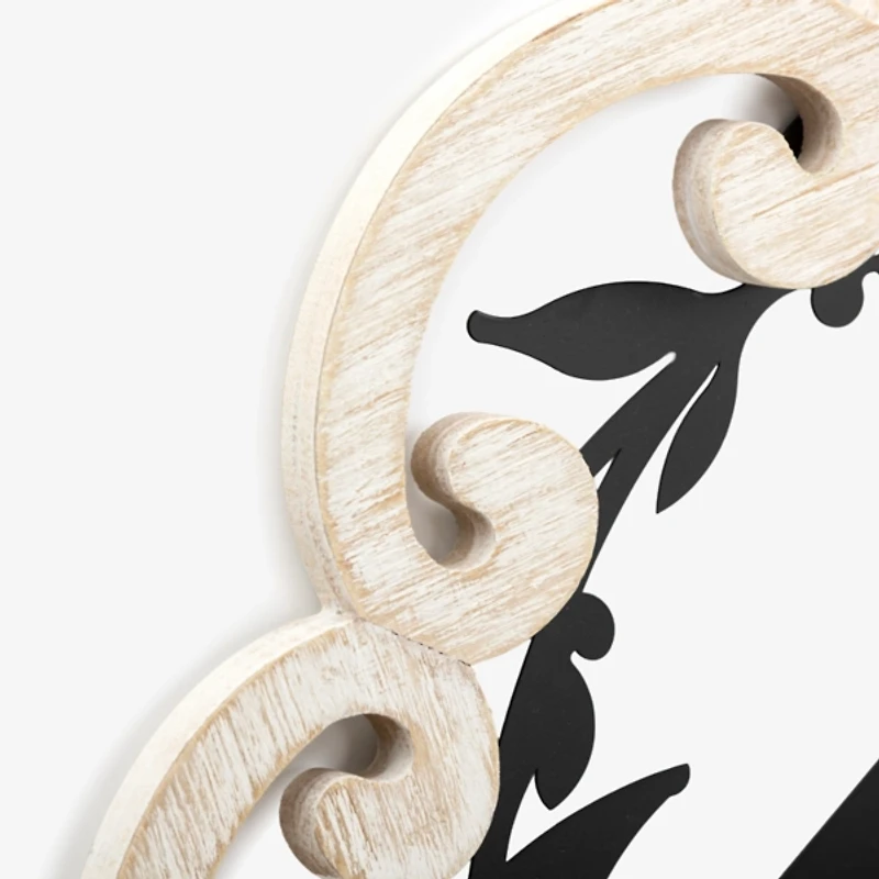 Scalloped Wood & Metal Monogram Wall Plaque