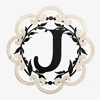 Scalloped Wood & Metal Monogram J Wall Plaque