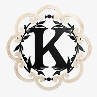 Scalloped Wood & Metal Monogram K Wall Plaque