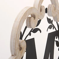 Scalloped Wood & Metal Monogram M Wall Plaque