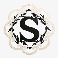 Scalloped Wood & Metal Monogram S Wall Plaque