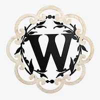 Scalloped Wood & Metal Monogram W Wall Plaque
