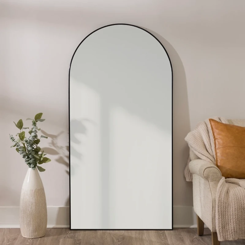 Black Nouveau Arched Leaner Mirror