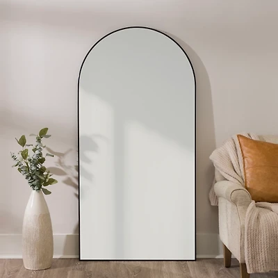Black Nouveau Arched Leaner Mirror