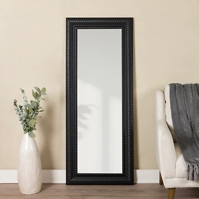 Black Grooved Frame Leaner Mirror