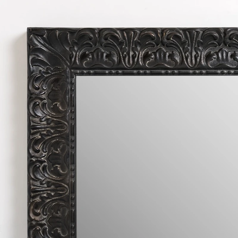 Black Ornate Wood Wall Mirror