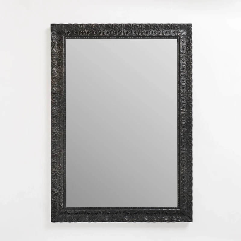 Black Ornate Wood Wall Mirror