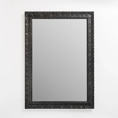 Black Ornate Wood Wall Mirror