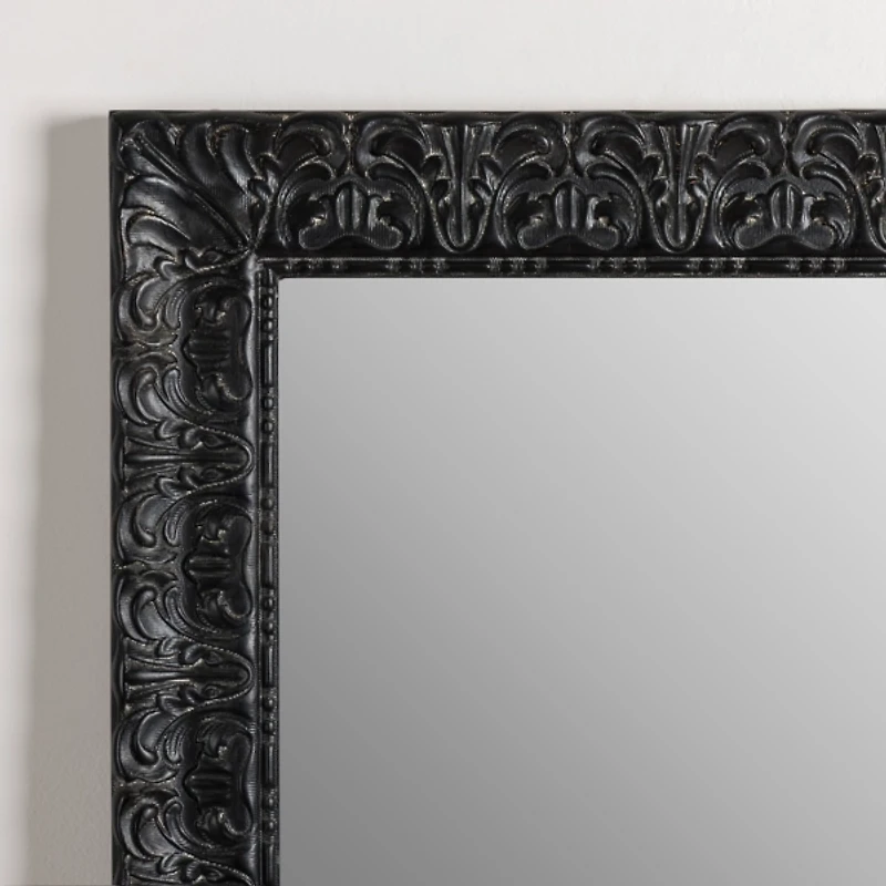 Black Ornate Wood Leaner Mirror