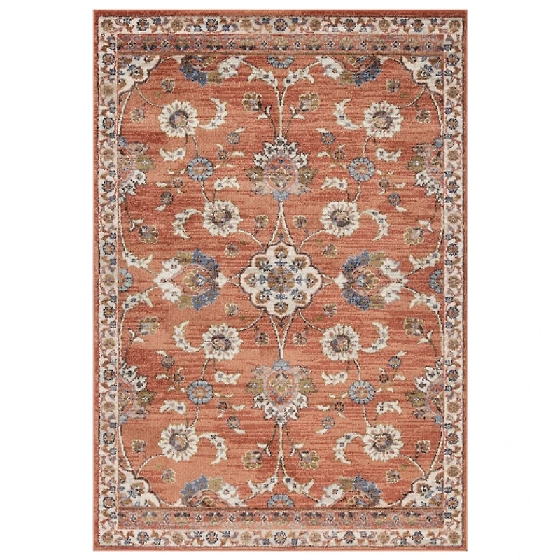 Orange Floral Jordan Area Rug, 7x9