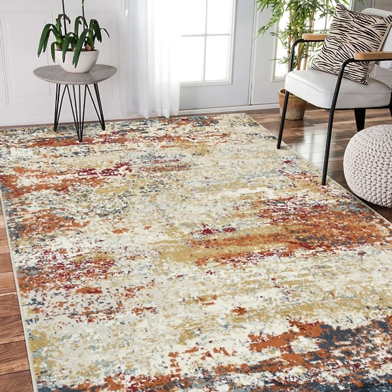 Bastia Ivory Orange Area Rug, 7x9