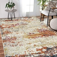 Bastia Ivory Orange Area Rug, 7x9