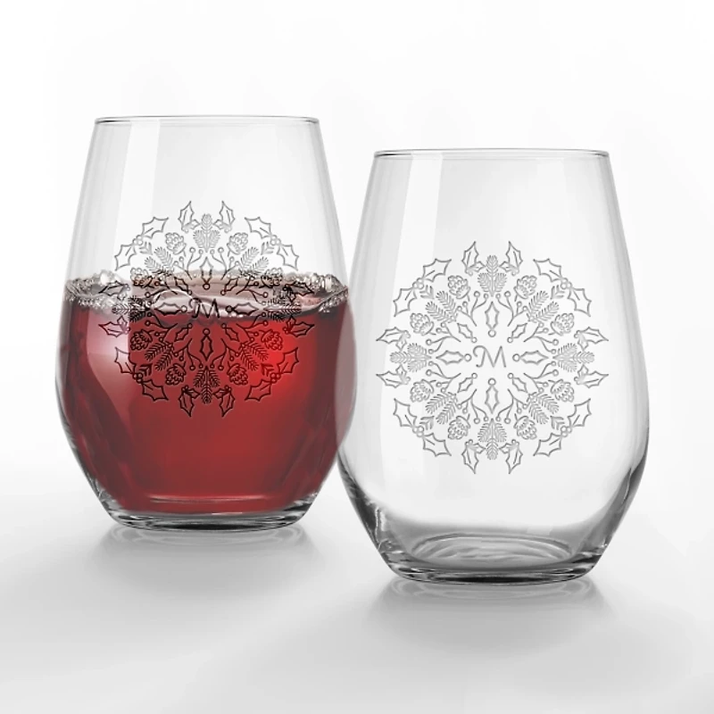 Personalized Snowflake Wine Glasses, Set of 2