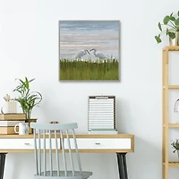 Egret Meeting Framed Canvas Art Print