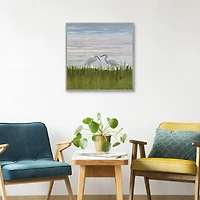 Egret Meeting Framed Canvas Art Print