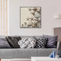 Linen Shell Collection Framed Canvas Art Print