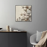 Linen Shell Collection Framed Canvas Art Print