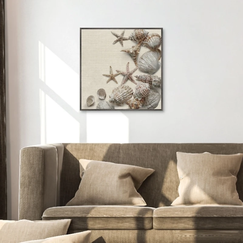 Linen Shell Collection Framed Canvas Art Print