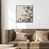 Linen Shell Collection Framed Canvas Art Print
