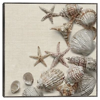 Linen Shell Collection Framed Canvas Art Print