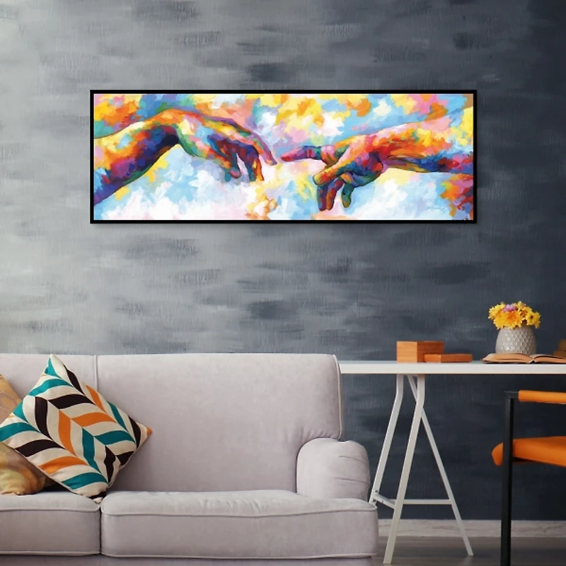 A Creation of Adam Framed Canvas Art Print