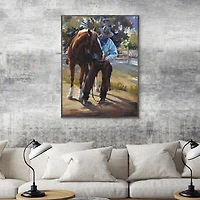 A Man And His Horse Framed Canvas Art Print