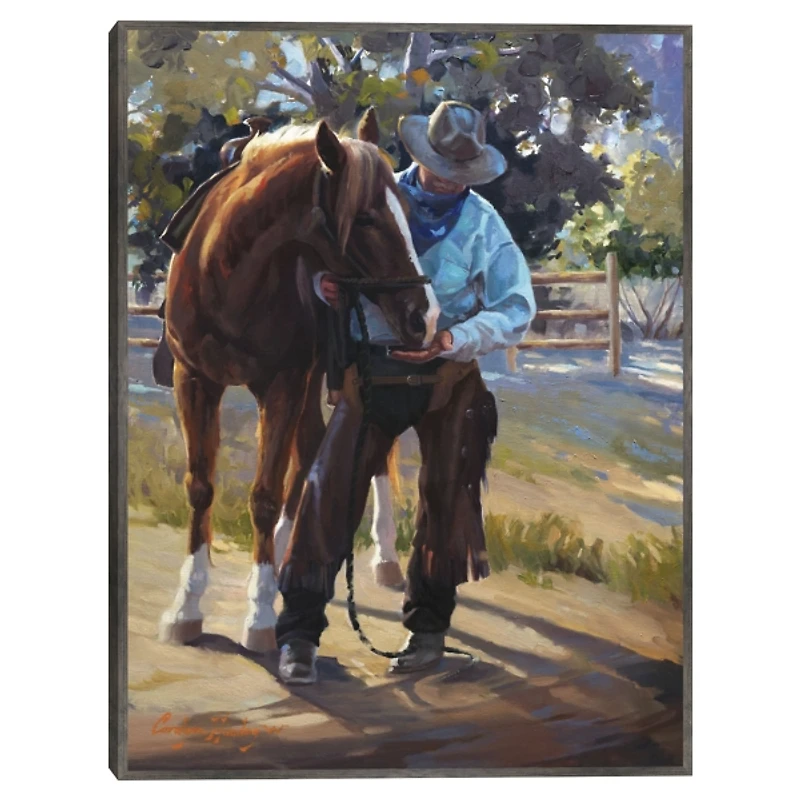 A Man And His Horse Framed Canvas Art Print