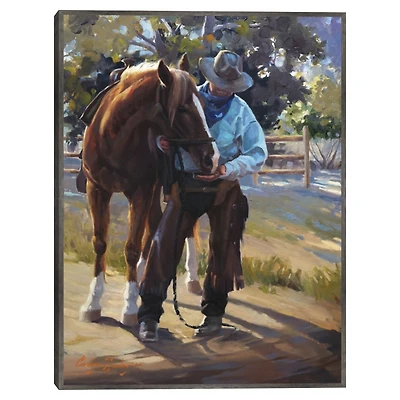 A Man And His Horse Framed Canvas Art Print