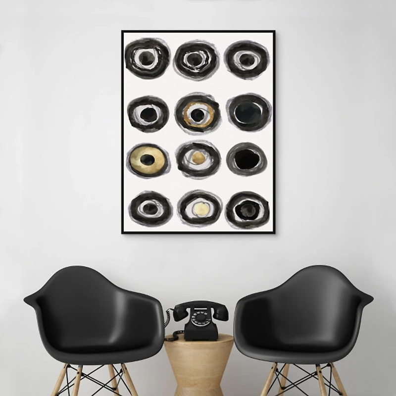 Neutral Circles Framed Canvas Art Print
