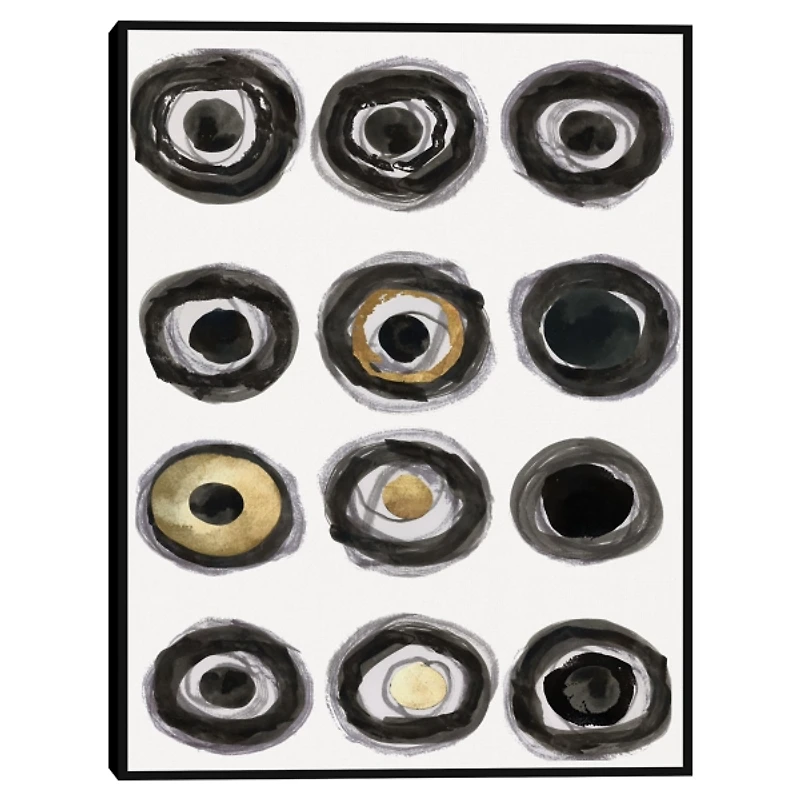 Neutral Circles Framed Canvas Art Print