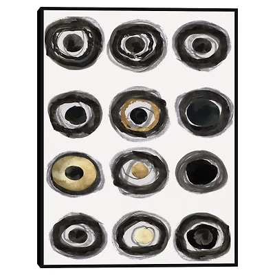 Neutral Circles Framed Canvas Art Print