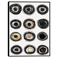 Neutral Circles Framed Canvas Art Print