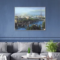 Paris Pedestrian Bridge Framed Canas Art Print